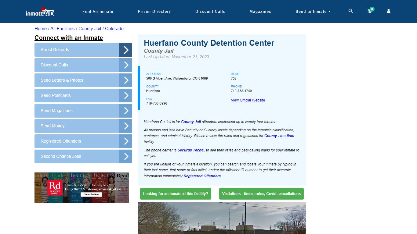 Huerfano County Detention Center - Inmate Locator - Walsenburg, CO